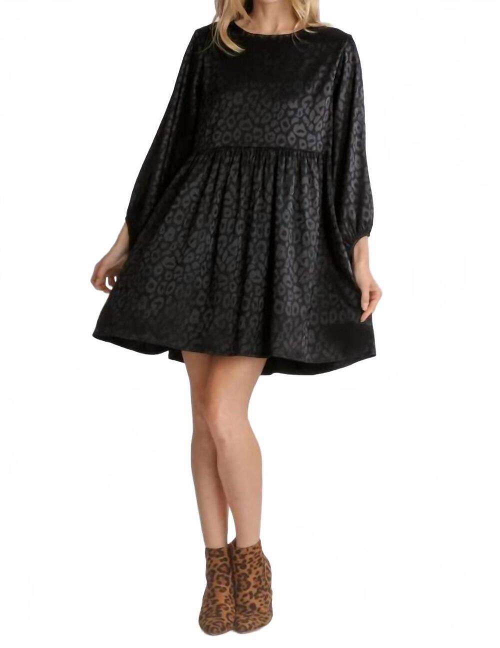 NEW UMGEE paulina leopard print mini dress in black